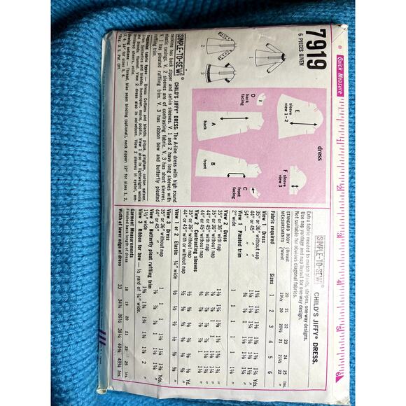 Simplicity 7919 Sewing pattern Girls A line dress 1960s size 5 - Picture 3 of 5